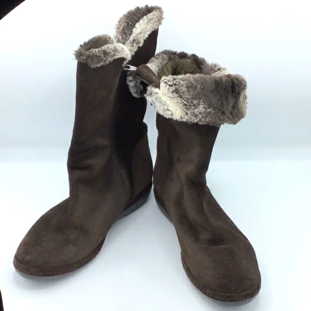 Stewart Weitzman Furlure Brown Sport Suede Shearling Boots Size 9 M